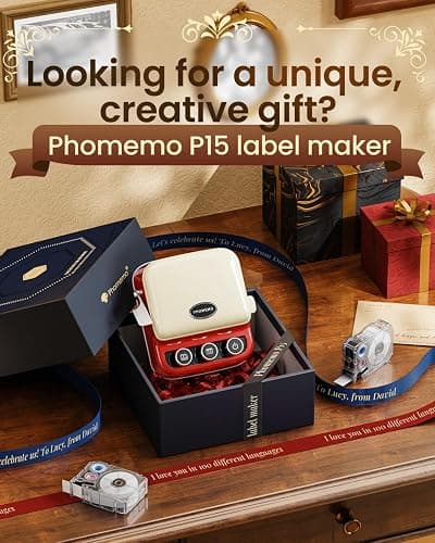 Phomemo P15 Ribbon Label Printer, Custom Text/Icon Mini Bluetooth Portable Label Maker Machine with Tape for Gift Wrap, Mother’s Day Decorations, Cloth Tag, DIY Crafts, Wedding Bouquets, Party Favors thumbnail 8