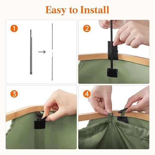 Lifewit 100L Laundry Basket with Lid, Clothes Hampers for Laundry with Bamboo Handles and A Removable Bag, Large Foldable Laundry Hamper for Bedroom, Bathroom, Dorm, Laundry Room, Green thumbnail 5
