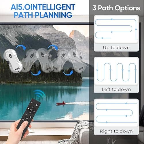 Lifellery Fensterputzroboter 5600Pa, Fensterputzroboter mit Sprühfunktion, Fensterreiniger Roboter mit Fernbedienung, 3 Reinigungswege, Intelligente Navigation und Kantenerkennungssystem thumbnail 5