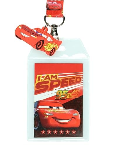 Disney Cars Lightning McQueen Blazing Forward Lanyard with Clear ID Badge Holder and 2" Rubber Race Car Charm thumbnail 2