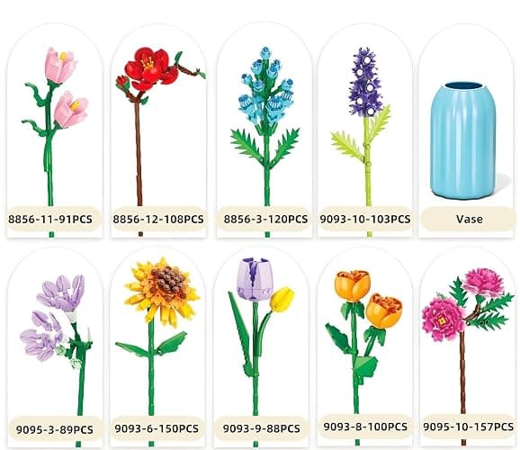 Sawaruita Flowers Bouquet Botanical Building Block Sets for Adult-9 Kind of Wildflowers Botanical Collection with Vase- Plants Toys for Kids Home Decor for Mothers Day,Valentines,Birthday Gifts thumbnail 8