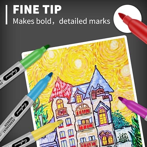 craftinova 12 Color 12 Pack Fine Point Markers,Assorted Colors Set, Work on Plastic Metal Wood Glass, Waterproof, Quick Drying,Fade Resistant, No Smear, Perfect for Classroom, Home, Office, 12 Count thumbnail 3