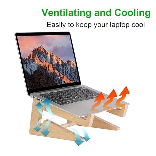 Nuvograin Laptop Stand, Wooden Vertical Laptop Stand for Desk, Bamboo Laptop Stand Compatible with MacBook Air Pro/Dell XPS/Surface pro/HP/Pixelbook/Lenovo, More Laptops 13-17.7inch thumbnail 5