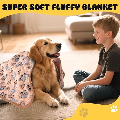 Vowanop 4 Pack Premium Soft Pet Blankets Washable, 23" x 16" Flannel Blankets for Dog Puppy Cat, Brown/Pink/White/Coffee thumbnail 5