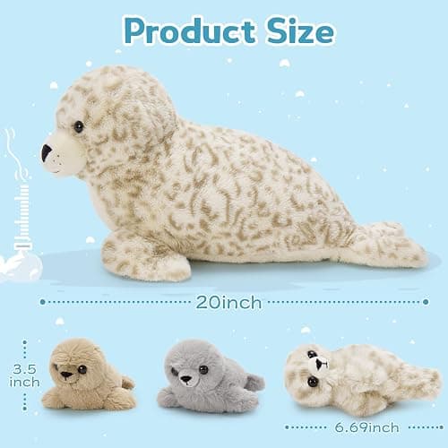 BENINY 4 Pcs Seal Stuffed Animal Set, 20" Mother Plush Toy with 3 Babies in Mom's Belly, Cute Leopard Stuffed Seal Plushie for Girls Boys Kids, Kawaii Chirstmas Bithday thumbnail 2