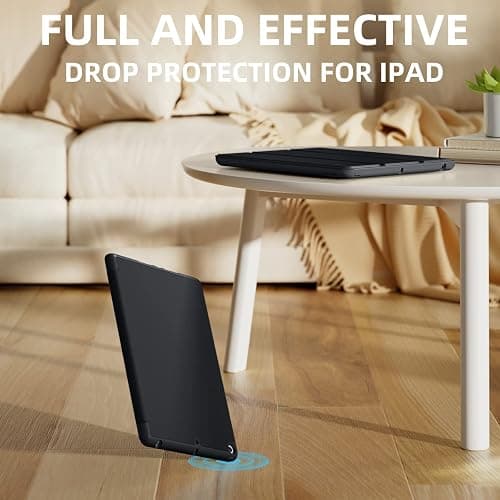 Akkerds Case Compatible with iPad 10.2 Inch 2021/2020/2019, for iPad 9th/8th/7th Generation Case with Pencil Holder, Protective with Soft TPU Back, Auto Sleep/Wake Cover, Black thumbnail 7