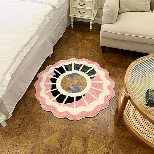 LAKEA Pink Round Tufted Rug Soft Thick Plush Educational Non-Slip Durable Easy Clean Girls Room Friendly Global Decor (35.4X35.4 inch) thumbnail 6