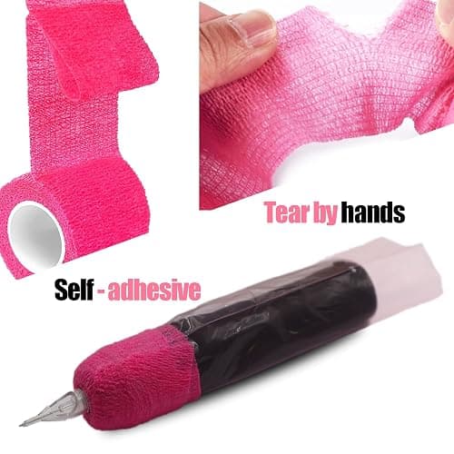 MIUXIA 200 Pink Tattoo Pen Covers & 4 Grip Tapes - Large Tattoo Machine Covers & Tattoo Tape Wrap - Tattoo Supplies thumbnail 5