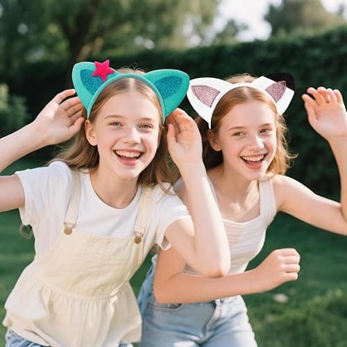 Bgfhna 4 Pcs Cat Ears Headband Party Decorations Headbands Flannel Costume Accessories Glitter Hair Clips for Halloween Christmas Festival Theme Party thumbnail 5