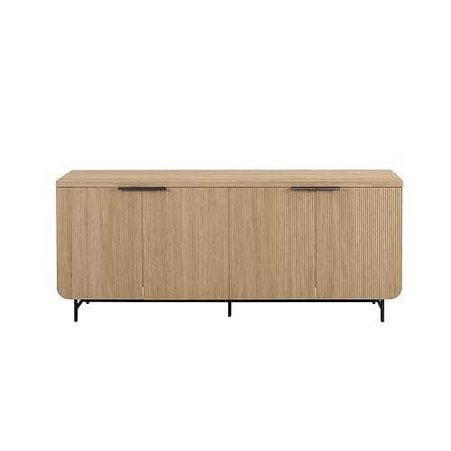 Walker Edison Reema Fluted 4-Door Kitchen Sideboard Buffet Console, 69 Inch, Coastal Oak - Image 1
