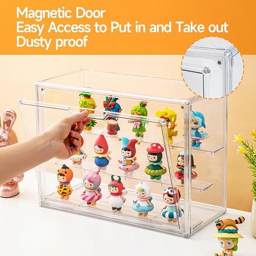 Acrylic Display Cases for Collectibles, 3 Tier Clear Shelf Boxes for Figures, Miniature Dustproof and Stackable Action Figure Display Case (1, Large) thumbnail 4