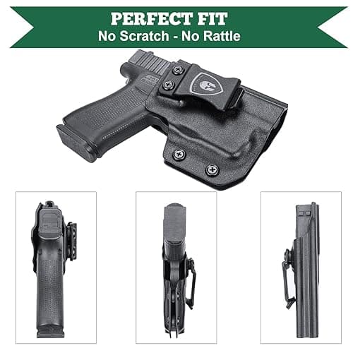 WARRIORLAND Compatible with Glock 43 w/TLR-6 Holster, IWB Kydex Holster Fit G43 / G43X w/TLR6 Laser Light - Not Fit MOS, Inside Waistband Holster, Adj. Cant & Retention, Right/Left Hand Option - A Black(Right Hand Draw (IWB) thumbnail 2
