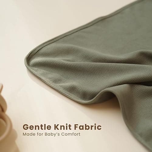 Konssy Ribbed Knit Baby Blankets 2 Pack, Stretchy Lightweight Swaddle Blanket for Boys & Girls, Soft Cozy Receiving Wrap for Newborns, Infants, & Toddlers, 33x42 Inch thumbnail 2