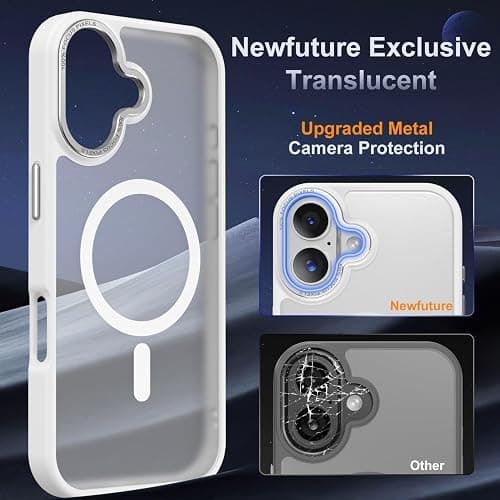 Newfuture Magnetic for iPhone 17 Case [Compatible with Magsafe] [Military Grade Drop Protection] Translucent Matte Anti-Scratch Shockproof Protective Phone Cover 6.3 Inch, Frosted White thumbnail 4