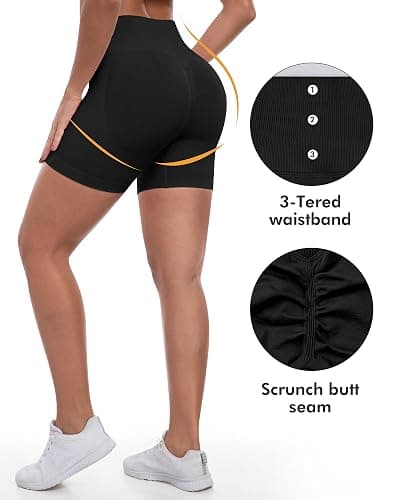 ATHVOTAR Workout Gym Shorts Women, High Waisted Seamless Butt Lifting Scrunch Butt Sports Shorts thumbnail 2