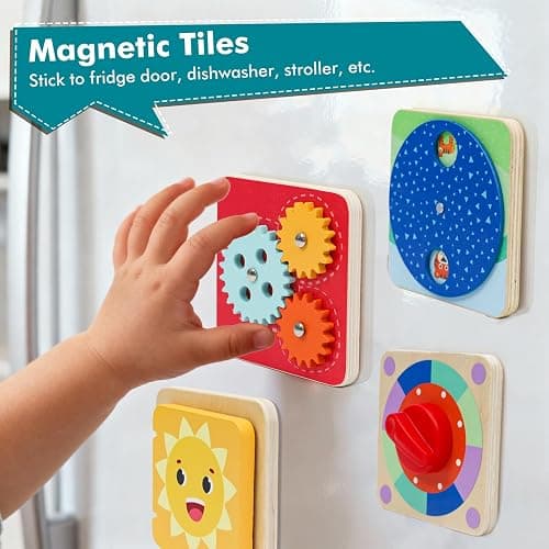 Ancaixin 6-in-1 Montessori Busy Board for 1 Year Old, Magnetic Sensory Toys for Toddler, Wooden Activity Busy Board for 12+ Months Baby, Fine Motor Skills Toys for Boys & Girls, Birthday Gifts 1 2 3 thumbnail 4