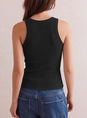 Darong Women's Racerback Crew Neck Tank Tops with Built in Bra Ribbed Slim Fitted Camisole Basic Tee Summer Clothes 2026 thumbnail 4