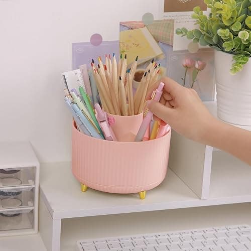 SKYDUE 360 Rotating Multipurpose Organizer - Cute Rotating Pen Holder with 5 Slots for Art Supplies, Office, School, Home thumbnail 4