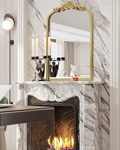 AIXI HOME Gold Arched Mirror 15"x23", Traditional Arendahl Vintage Antique Mirror with Ornate Metal Frame, Baroque Wall Mounted Mirrors for Entryway/Bathroom/Living Room/Hallway/Bedroom thumbnail 6
