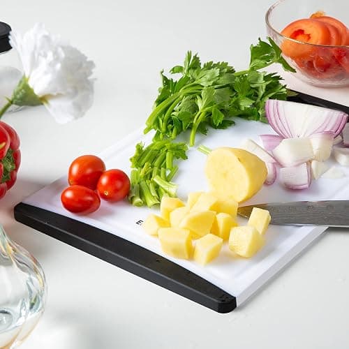 Extra Large Cutting Boards, Plastic for Kitchen (Set of 4) Dishwasher Chopping Board with Juice Grooves, Easy-Grip Handles, Black, Empune thumbnail 2