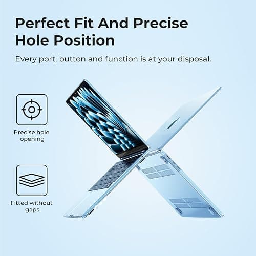 EooCoo Case Compatible with MacBook Air 13 inch M4 2026 2025-2022 M3 M2 A3240 A3113 A2681, Crystal Hard Shell Scratch Resistant Protective Cover Compatible for MacBook Air 13.6 inch Case, Sky Blue thumbnail 6