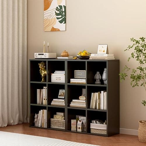OSCHF 6-Cube Storage Shelf Bookcase - Wooden 3-Tier Floor Standing Open Bookshelf for Home and Office, Display Cabinet, Black thumbnail 7
