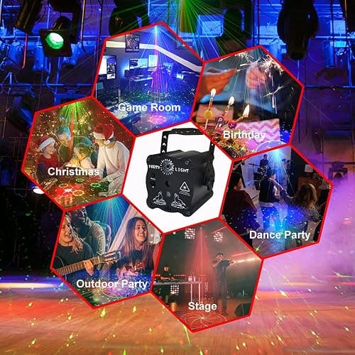 Laser Lights Show Projector - Sound Activated Strobe & Disco Ball DJ Lights for Christmas, Halloween, Glow Party Decor - R50-NB thumbnail 3