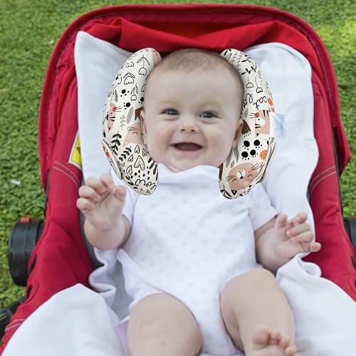 Baby Car Seat Head Neck Support, Toddler Adjustable Stroller Safety Insert, Banana U-Shape Travel Headrest Cushion thumbnail 2