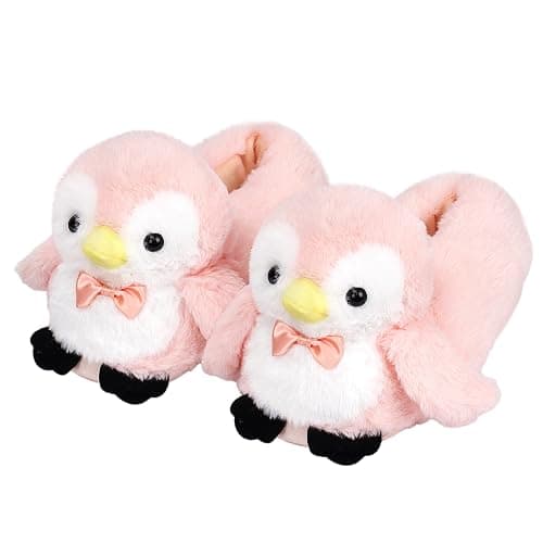 Aopuro Cute Women Penguin Animal Slippers Fluffy Warm Plush House Shoes Novelty Soft Slippers Cartoon Gifts for Birthday Christmas - Image 1