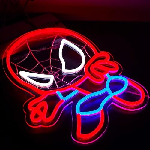 TOPQUALI LED Spider Neon Sign for Wall Decor, Dimmable Anime Light Up Display, Kids Bedroom Game Room Decoration, 12.2x15.7 Inch thumbnail 4