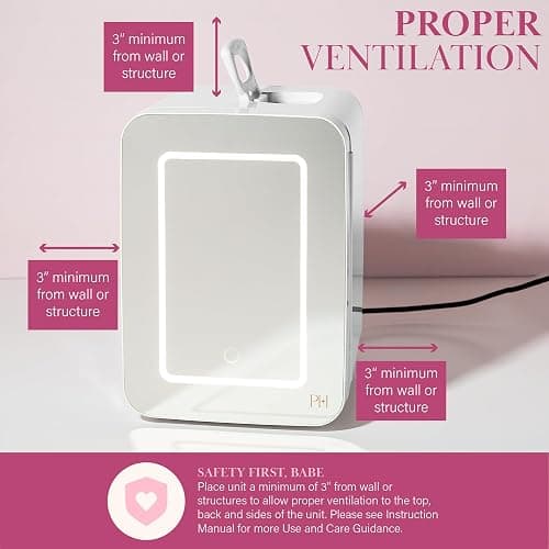 Paris Hilton Refrigerator and Personal Beauty Fridge, Mirrored Door with Dimmable LED Light, Thermoelectric Cooling and Warming Function for All Cosmetics and Skincare Needs, 10-Liter, White thumbnail 9