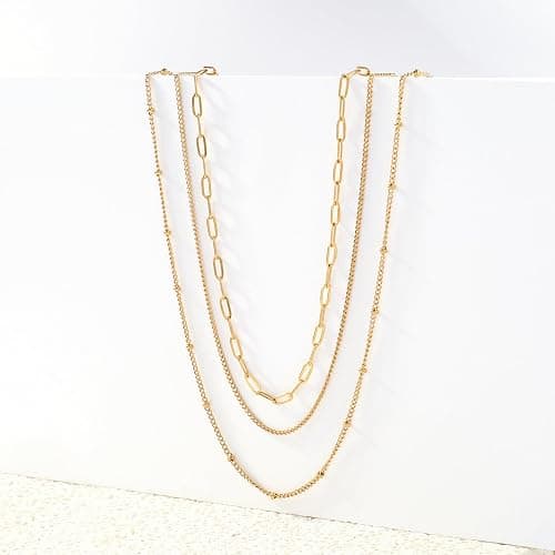 Waterproof Gold Necklace Layered Necklaces for Women Non Tarnish,14k Gold Plated Stainless Steel Dainty Stack Thin Chain Necklace Set for Women Gifts Jewelry thumbnail 8