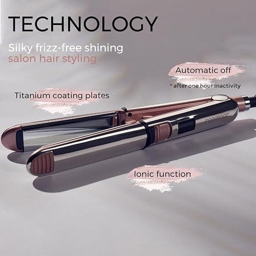 Rozamor 2-in-1 Titanium Ionic Flat Iron,Professional Hair Straightener & Curler, Fast Heating, Dual Voltage, Pink, for All Hair Types thumbnail 5