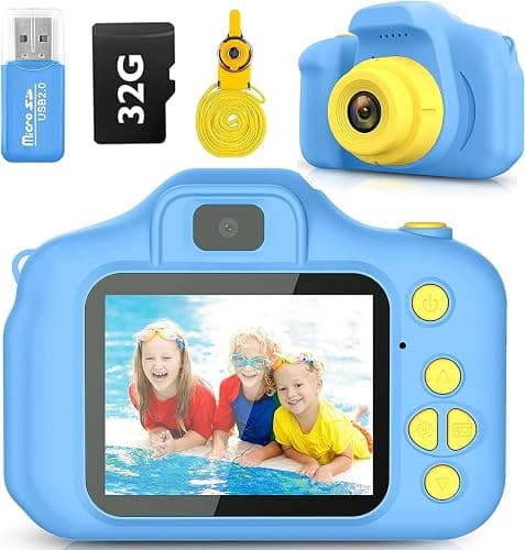 Desuccus Kids Camera Toys Christmas Birthday Gifts for Boys and Girls Kids Toys 3 4 5 6 7 8 9 Year Old HD Digital Video Camera for Toddler with 32GB SD Card (Blue) thumbnail 8