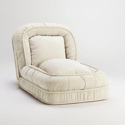 LouannTatami LOTATA 3-in-1 Lazy Sofa Bed - Adjustable Human Dog Bed Floor Chair for Adults Kids - Convertible Sleeper Chair Comfy Small Couch with Pillow for Living Room Bedroom(White) - Image 1