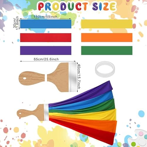 Mindsoft Art Classroom Wall Decor 85 Inches Rainbow Brush Bright Color | 3D Paintbrush Cutout for Bulletin Boards, Back to School Party Room, Rainbow Cloth Banner, Chalkboard Theme Decor thumbnail 2
