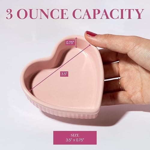 Paris Hilton Heart Shaped Ramekin Set, Mini Ceramic Ramekins, Oven Safe Baking Dishes, Dishwasher Safe, Stoneware Made without PFOA, 4-Piece Set, Pink thumbnail 3