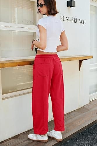 Panadila Womens Barrel Pants Drawstring Wide Leg Sweatpants Baggy Summer Lounge Pants Casual Beach Trousers thumbnail 3