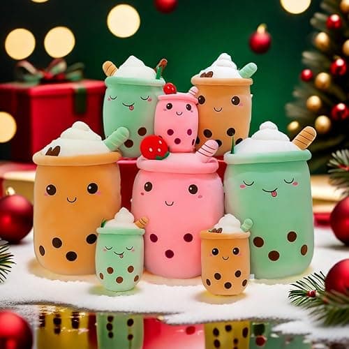 2 Pack Bubble Tea Plush Cute Stuffed Animal Stuffy Milk Cup Plushie Pillow, Soft Kawaii Ice Cream Cupcake Toys Gifts for Kids (Pink & Green) thumbnail 7