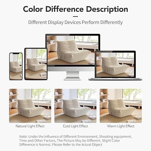 OTDMEL High-end Quality Fireside Togo Chair, Single Suede Togo Couch Sofa, Soft Floor Chaise Lounge Sofa, 1 Seat Lazy Bean Bag Chairs for Living Room Bedroom Salon Office, Non-Compression thumbnail 10