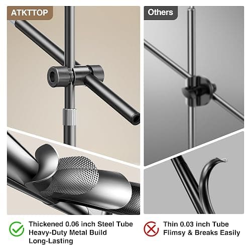 Overhead Phone Mount,Overhead Camera Mount Stand[Anti-Shaking] with 10.5" Ring Light,Desk Stand for iPhone with Ring Light for Video Recording,Zoom Meeting,YouTube,TikTok thumbnail 8