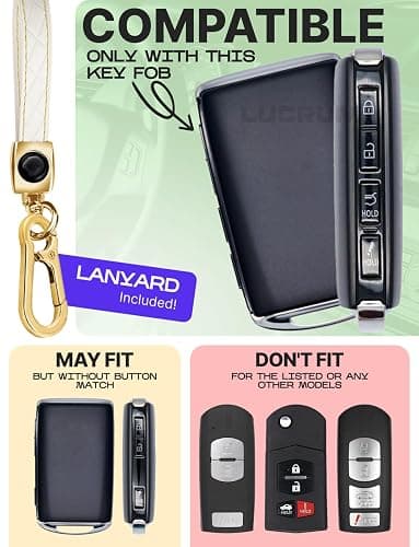 Lucrum Compatible with Mazda Key Fob Cover & Leather Keychain - TPU Case for 3, 6, CX-5 CX-9 CX-30 CX-50 CX-70 (2019-2025) thumbnail 2