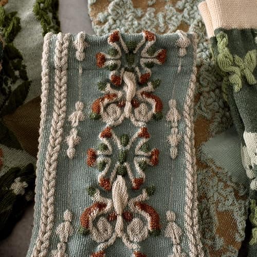 BOFAYS 5 Pairs Womens Floral Cute Socks Vintage Embroidered Plant Socks for Women Teens Cotton Cozy Ankle Sock thumbnail 6