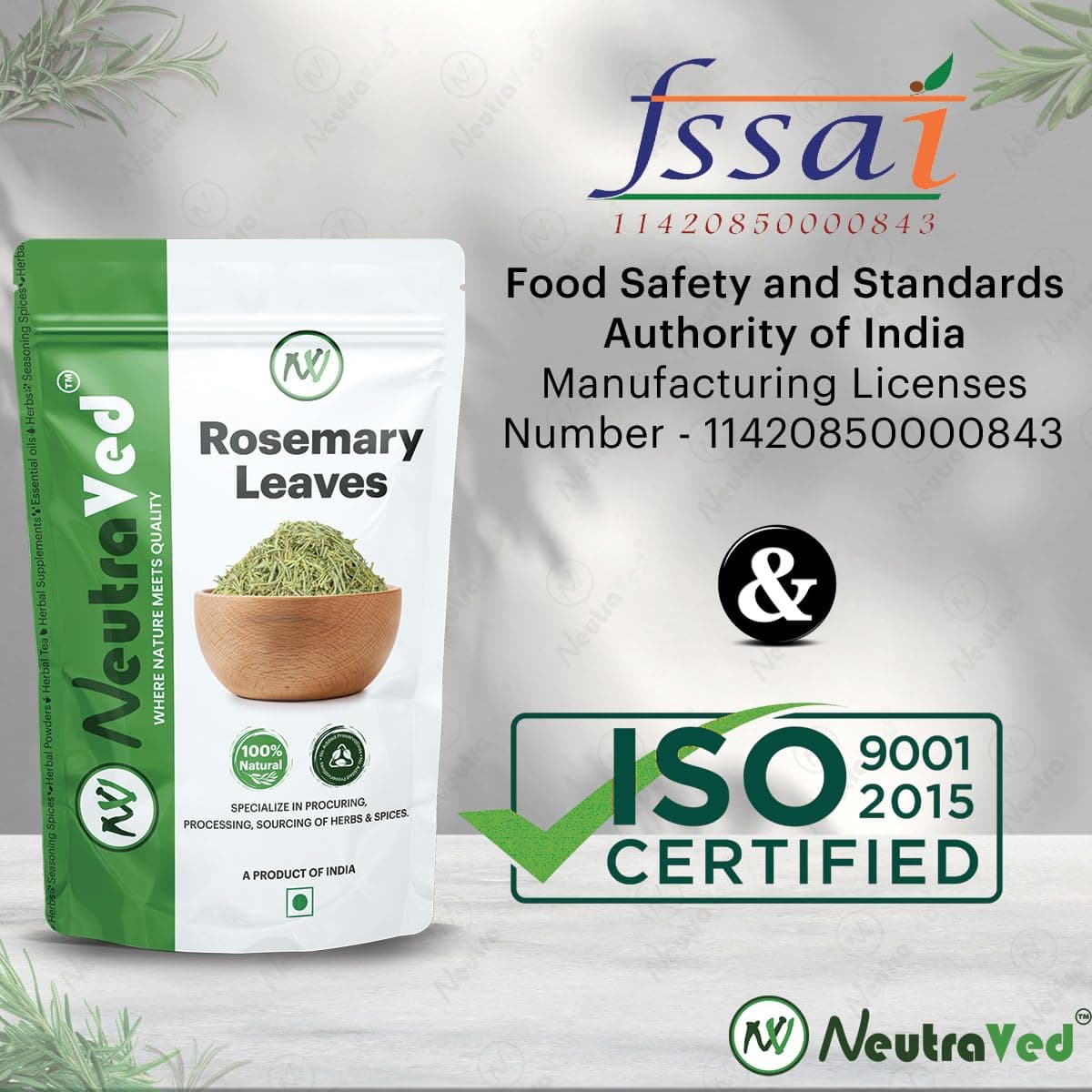 NeutraVed Rosemary Leaves Organic | Rosemary Dry Leaves Reduce Dandruff & Seasoning Food | Hair Growth, Stronger Strands & Natural Hair Nourishment, Food Grade | 50g thumbnail 5