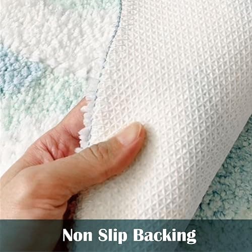 ZSHIFANG Soft Shag 3D Stereo Wave Moss Bedside Rug 20"×36" Cute Navy Blue Runner Rug Non Slip Washable Bathroom Rugs Bath Mats for Bedroom Bathroom Hallway Home Decor Indoor Doormat Shower Mat thumbnail 7