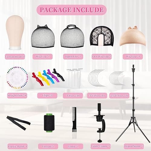 Pet Baby 63In Wig Stand Tripod with 22In Head, Canvas Wig Head Stand with Mannequin Head for Wigs Manikin Head Block Set for Wigs Making Display thumbnail 7