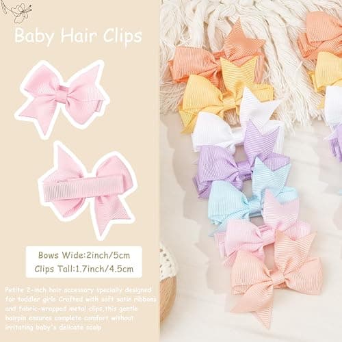 CÉLLOT Hair Clips for Baby Girls - 60 Tiny 2" Fully Covered Bows Barrettes for Infants and Toddlers thumbnail 5