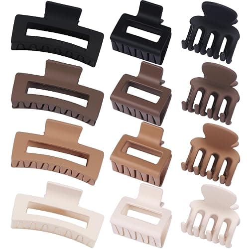 SMKSL 3 Styles Hair Clips for Women Small Medium Big Claw Clips for Thin Thick Hair 12 Pcs Hair Claw Clips Hair Clips Combination Hair Accessories for Women (Brown) thumbnail 2