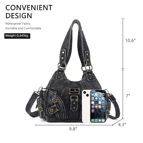 Angel Kiss Purses for Women Small Hobo Shoulder Bags Vagen Leather Multi-Pocket Tote Bag with Zipper thumbnail 3