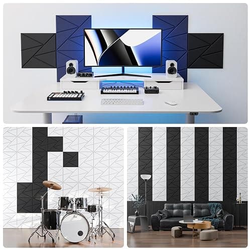 22 Pack Acoustic Panels with Self-Adhesive, 12"X 12"X 0.4"Sound Proof Foam Panels, Sound Panels High Density, Soundproof Wall Panels for Home Studio Office-White thumbnail 4